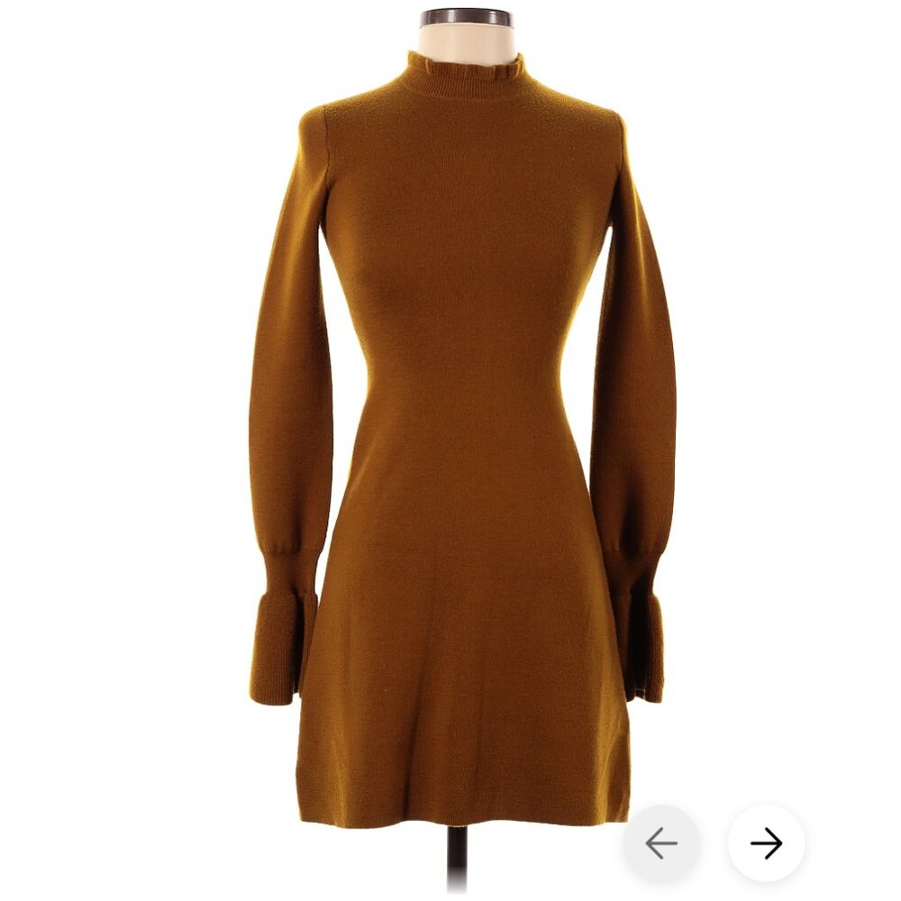 Aritzia Wilfred Carré Wool Dress in Tamarind
